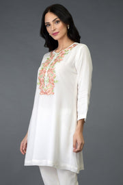 WHITE GOLD FLORAL TUNIC TOP