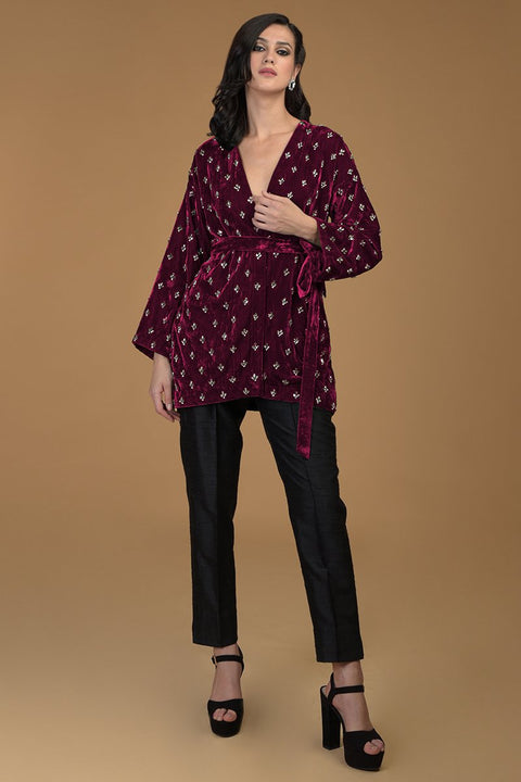 MAROON DRIVE KIMONO JACKET