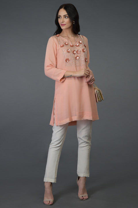 FLORAL PEACH TUNIC TOP