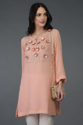 FLORAL PEACH TUNIC TOP
