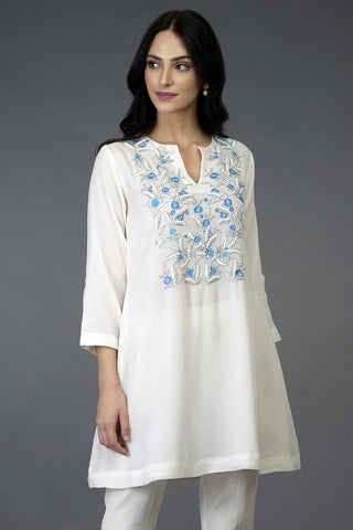 FLORAL WHITE TUNIC TOP
