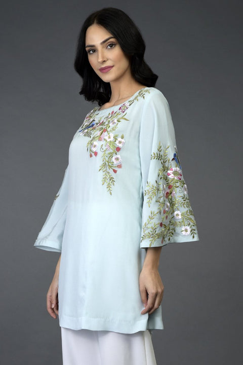 BLUE BIRDS TUNIC TOP
