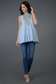 SKY NECK TUNIC TOP