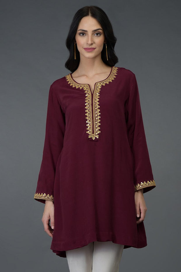 BURGUNDY GOLD TUNIC TOP