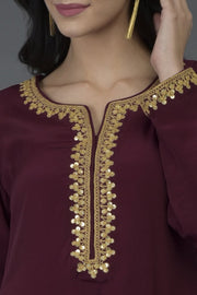 BURGUNDY GOLD TUNIC TOP