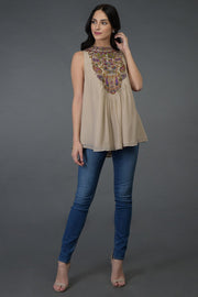 BIEGE NECK TUNIC TOP