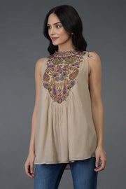 BIEGE NECK TUNIC TOP