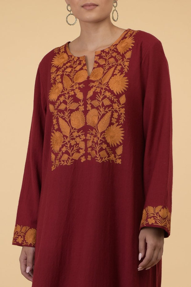 MAROON MUSTARD KAFTAN