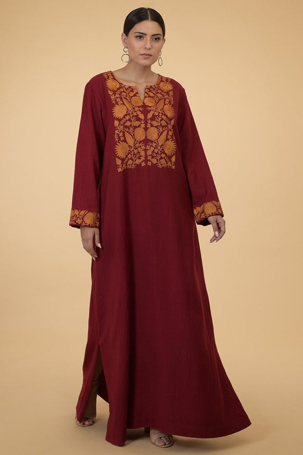 MAROON MUSTARD KAFTAN