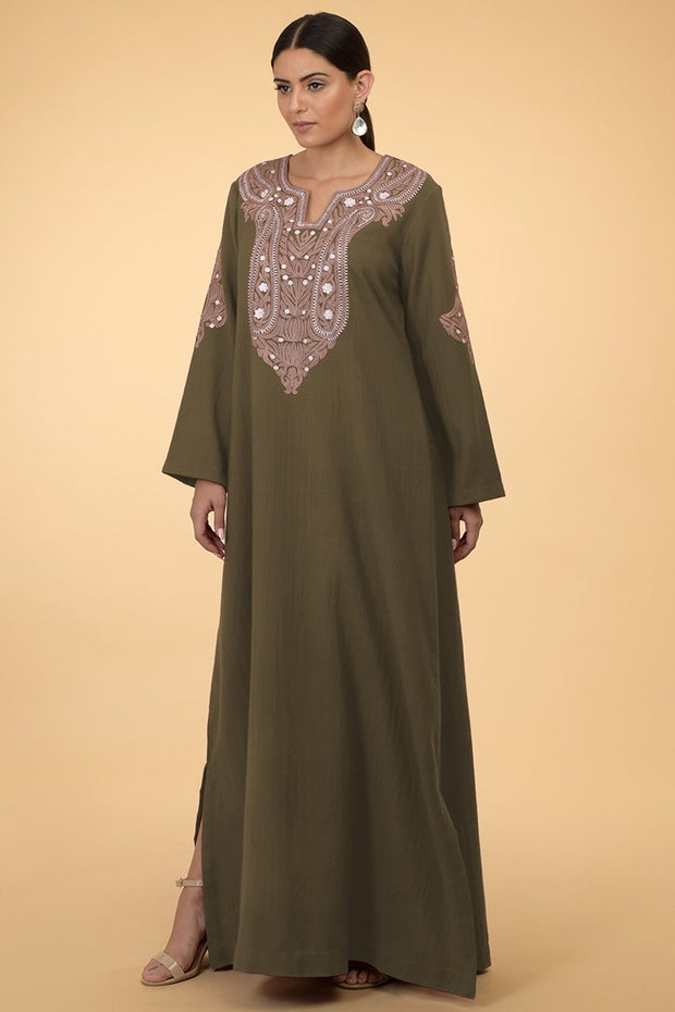 OLIVE PAISLEY KAFTAN
