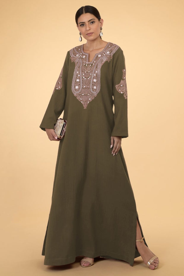 OLIVE PAISLEY KAFTAN