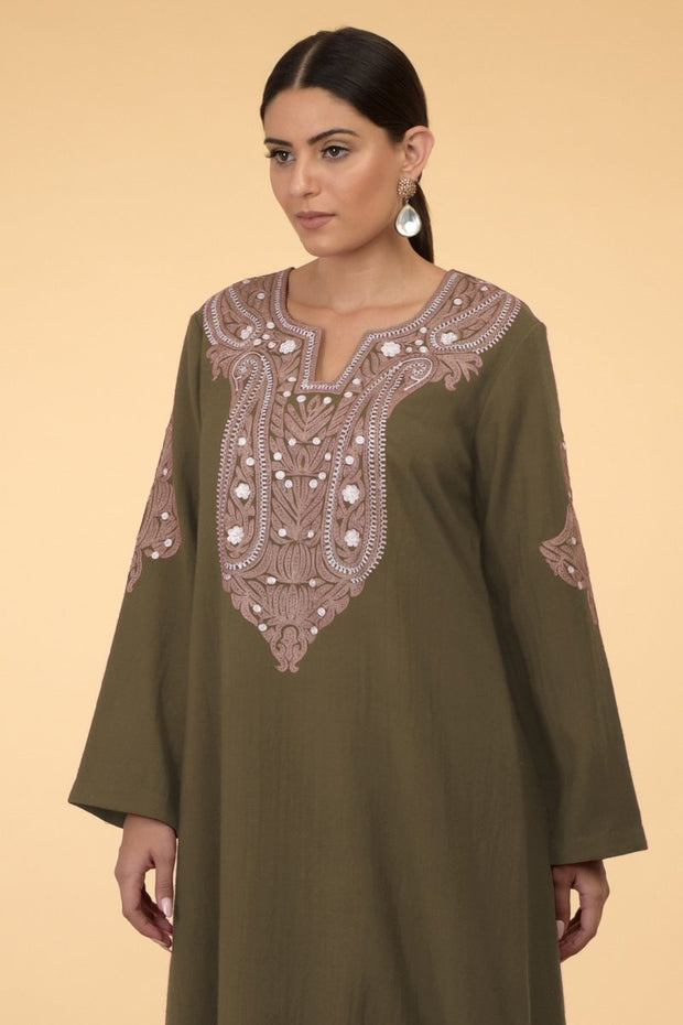 OLIVE PAISLEY KAFTAN