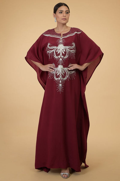 SILVER FERNS BURGUNDY KAFTAN