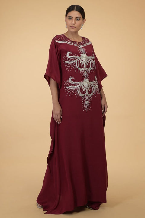 SILVER FERNS BURGUNDY KAFTAN