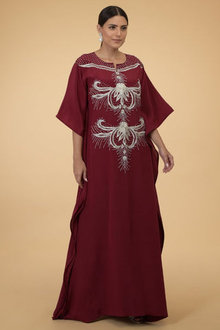 SILVER FERNS BURGUNDY KAFTAN