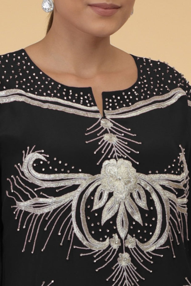 SILVER FERNS BLACK KAFTAN