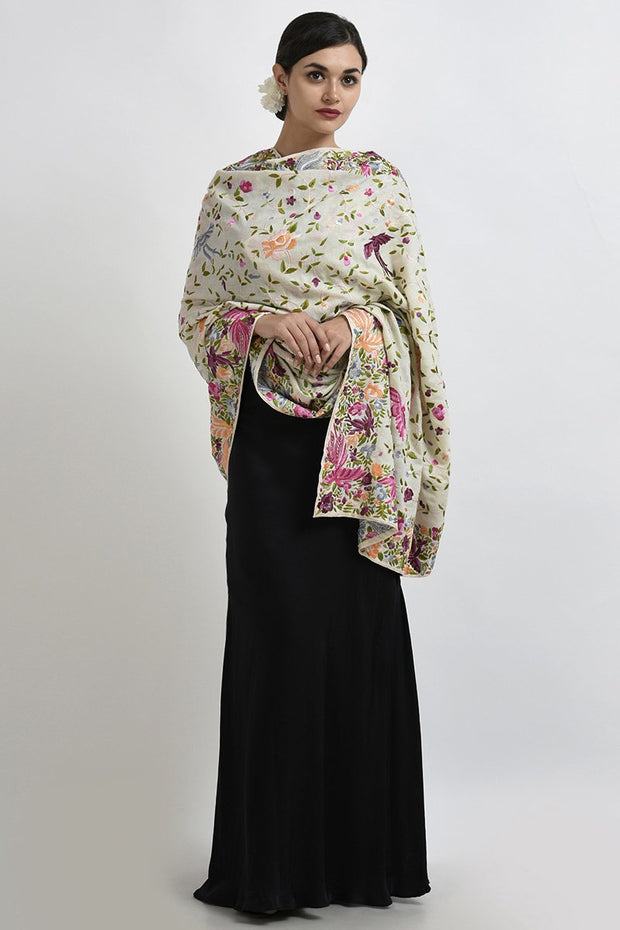 SUBDUE IVORY PASHMINA SHAWL
