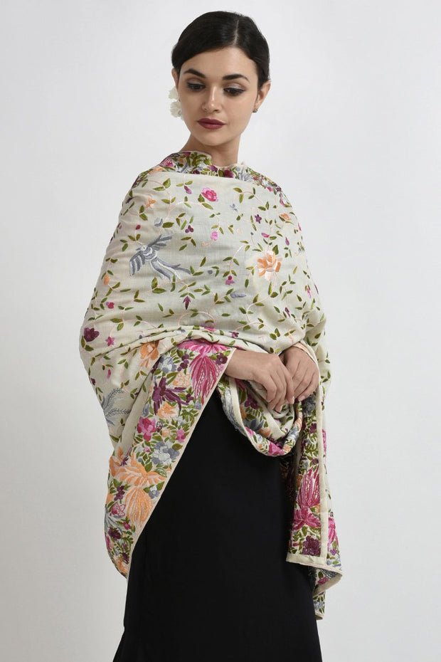 SUBDUE IVORY PASHMINA SHAWL
