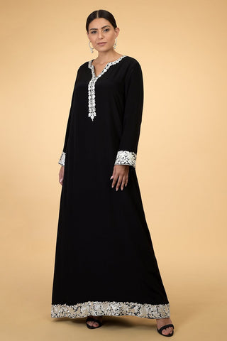 BLACK IVORY KAFTAN