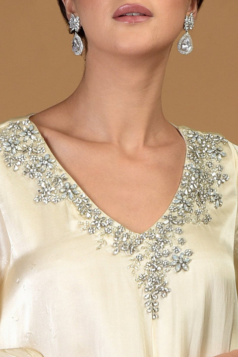 MOONSTONE V-NECK CRYSTAL DRESS