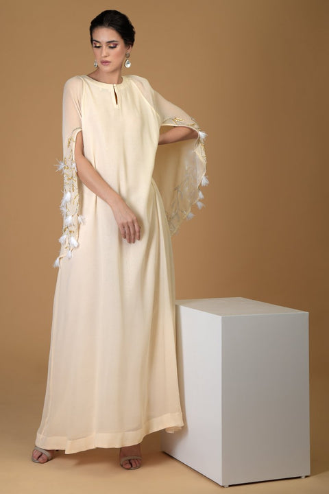 BLOOM FEATHER CAPE DRESS