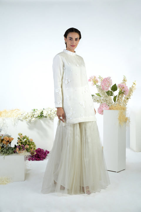 Ashen White Tunic Set