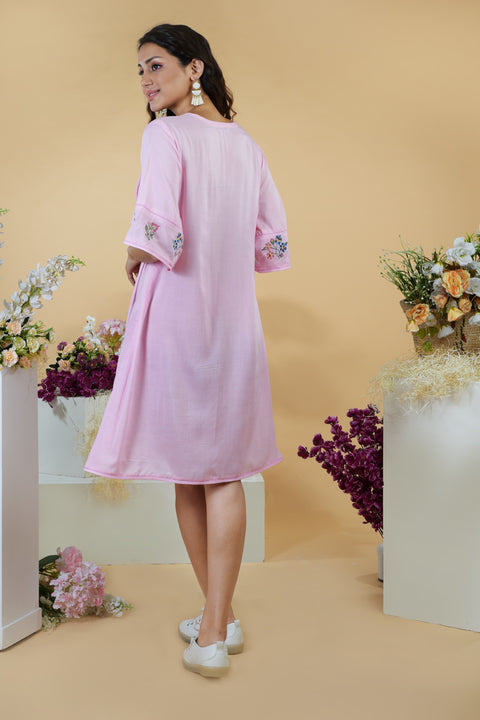 Clarice Pink Flared Dress