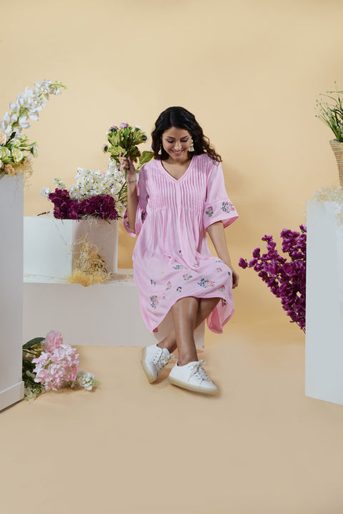 Clarice Pink Flared Dress