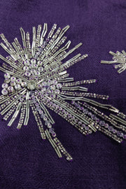 Purple Starburst Hand Embroidered Pure Cashmere Stole
