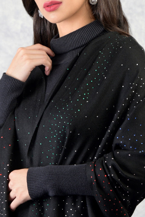 Ira Black Starry Night Swarovski Pure Cashmere Stole