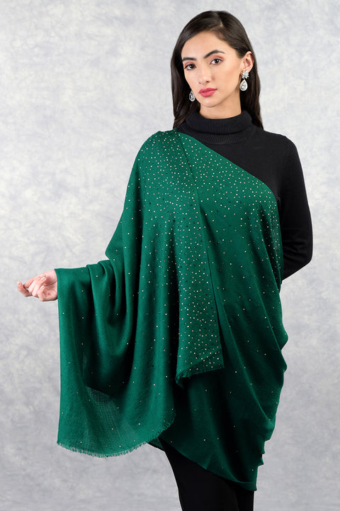 Ira Emerald Twinkle Swarovski Pure Cashmere Stole