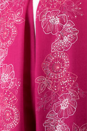 Frida Fuchsia Rose Floral Embroidered Pure Cashmere Stole