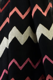 Frida Black Chevron Embroidered Pure Cashmere Stole
