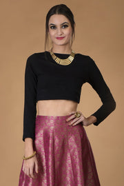 DEEP FUCHSIA SILK BROCADE SILK SET