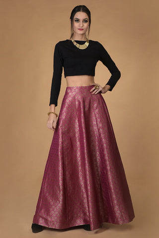 DEEP FUCHSIA SILK BROCADE SILK SET