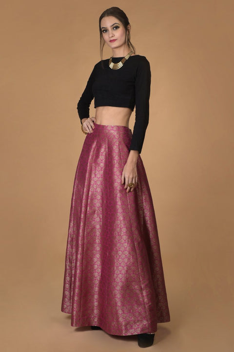 DEEP FUCHSIA SILK BROCADE SILK SET