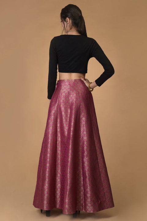DEEP FUCHSIA SILK BROCADE SILK SET