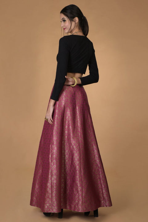DEEP FUCHSIA SILK BROCADE SILK SET