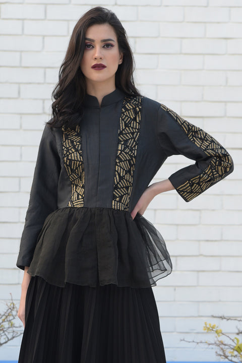 BLACK- GOLD METALLIC JACKET