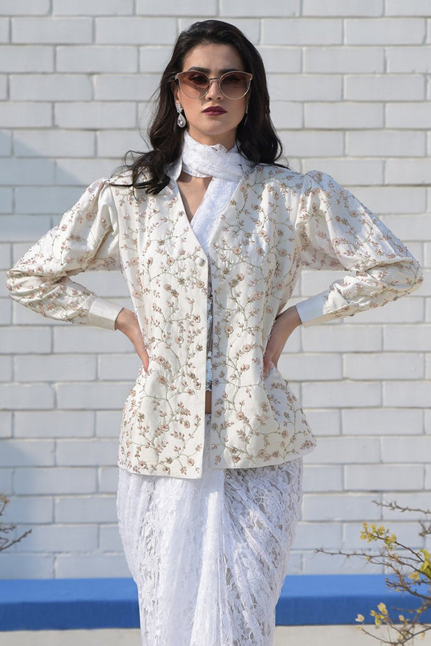 SNOWBERRY SEQUINED IVORY JACKET